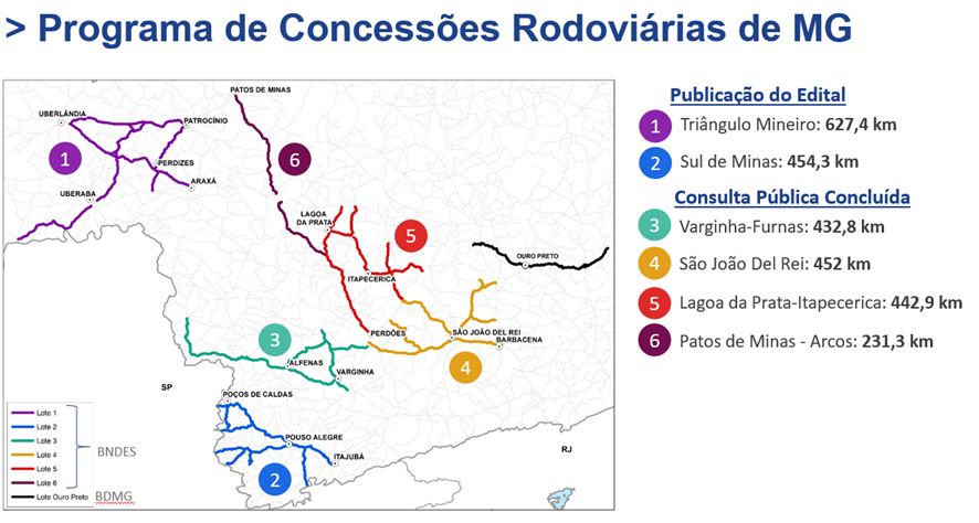 mapa programa concessoes rodoviarias